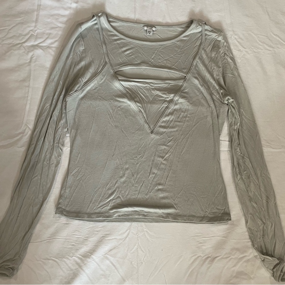 Guess Women's Blouse in Light Gray with Cutout Design